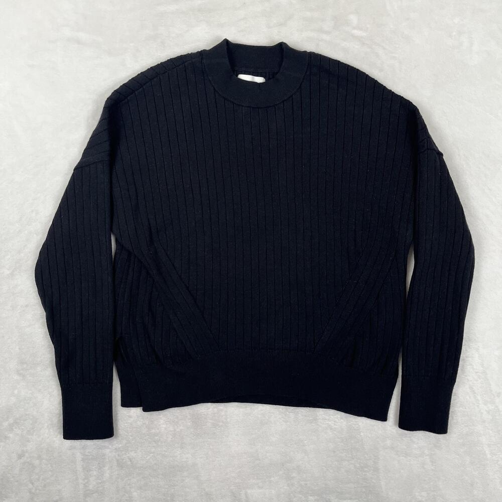 Abercrombie & Fitch Sweater Womens Small Black Mock Neck Ribbed Knit Pullover